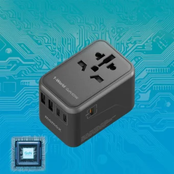 MOMAX™ 65W GaN Universal Travel Power Adapter for 224 Countries Charging Plug Cellphone Mobile Charger
